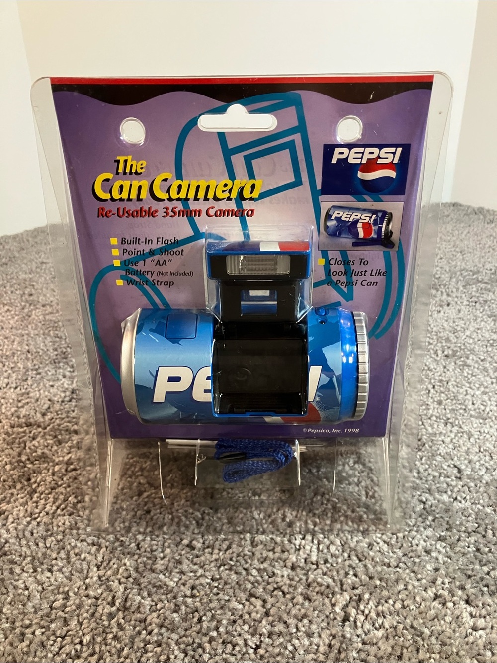 Vintage 1998 Pepsi The Can Camera Reusable 35mm Film Camera Soda-New in Box!